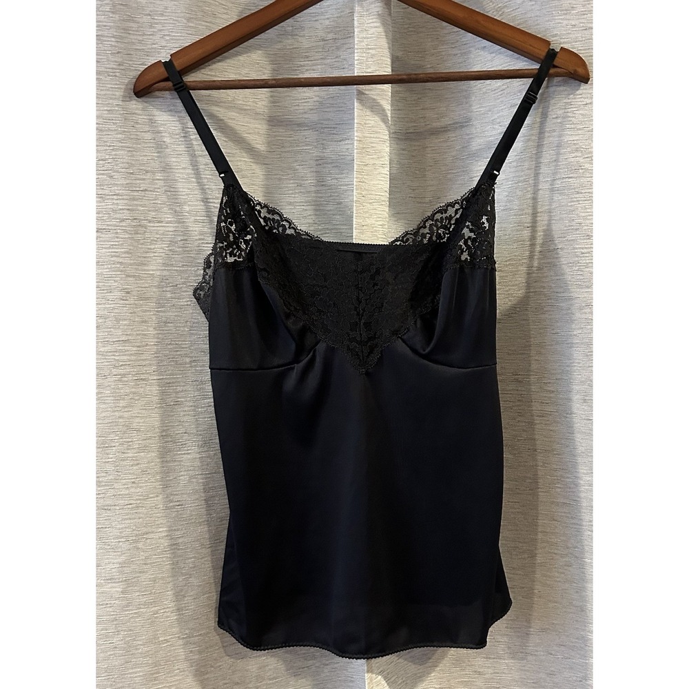 Vassarette Camisole Black Lace VTG 80s Gothic Size 38 USA